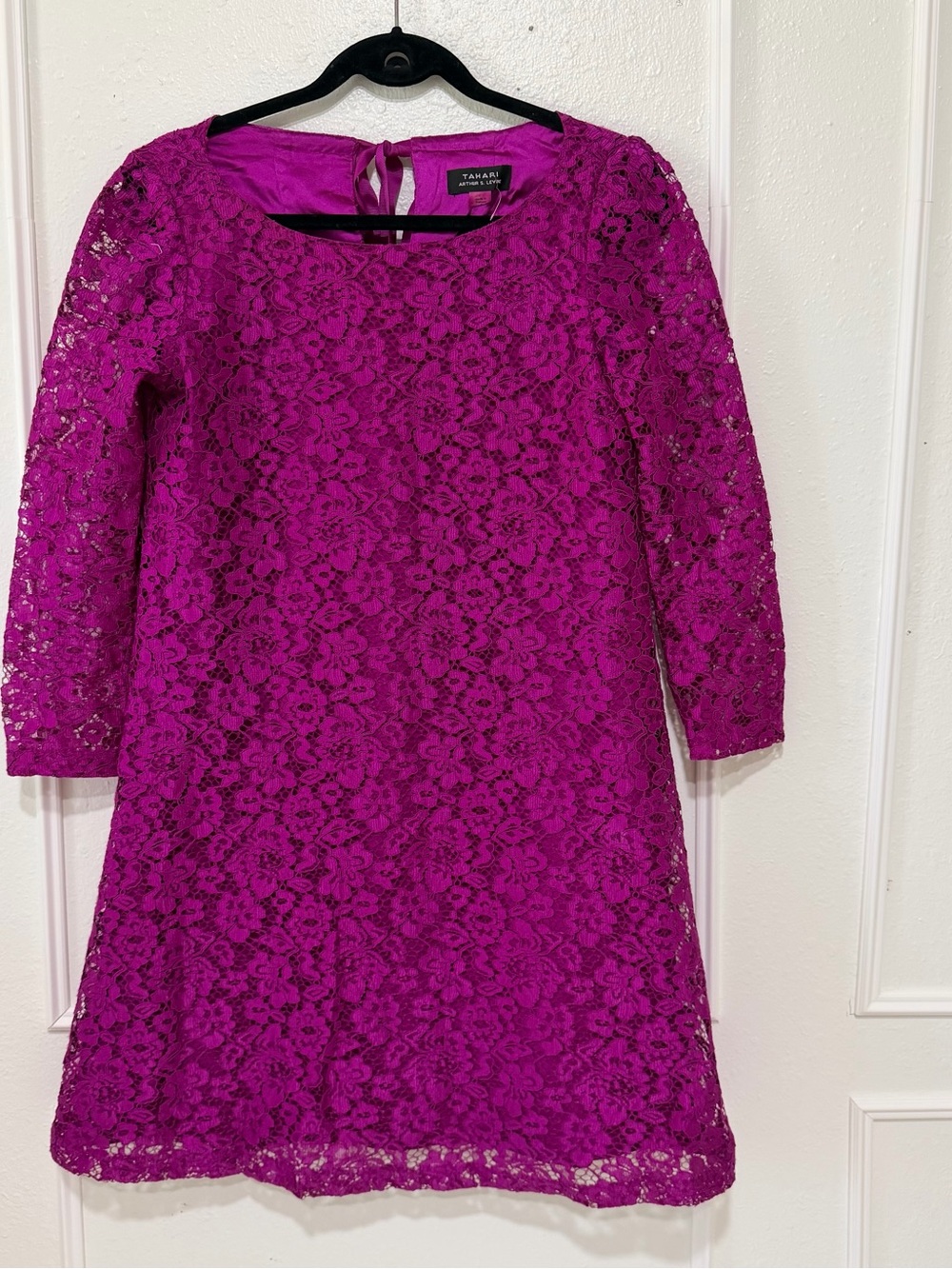 Tahari Fuchsia Lace A-Line Dress